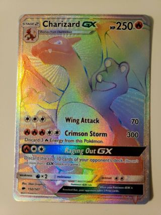 Charizard Gx 150/147 Ultra Rare Star Full Art Pokemon Secret Holo Foil Card