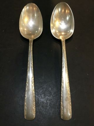 Set Of (2) 1941 Gorham Sterling Silver Camellia 8.  5” Serving Spoons (no Mono)