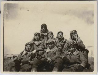 U3 WwⅡ Japanese Army Air Force Photo Pilots At Airfield