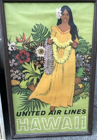 Vintage United Air Lines Hawaii Poster