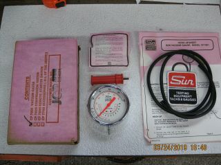 Vintage Sun Vacuum Gauge Tester With Vintage Sun Embroidered Patch