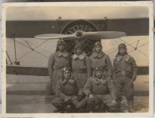 U1 WwⅡ Japanese Army Air Force Photo Pilots Front Of Plane 1