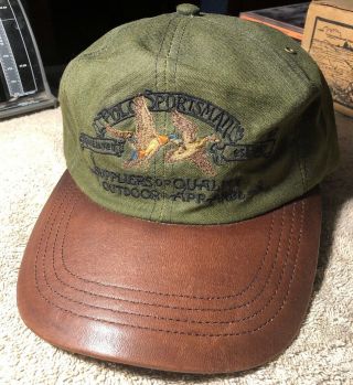 Vintage Polo Sportsman Hat Ralph Lauren Rare Leather Cotton And Leather