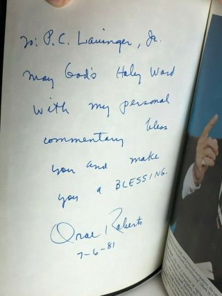 Signed Holy Bible With Personal Commentary By Oral Roberts,  Personal Note Rare