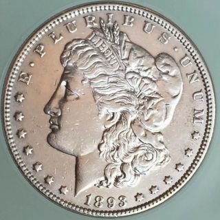 Rare 1893 P Morgan Silver Dollar Estate $1 Unc Detail