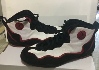 Vtg 1997 Air Jordan Trainer Wrestling Shoes Size 11 Wht Blk Red Rare Great Shape