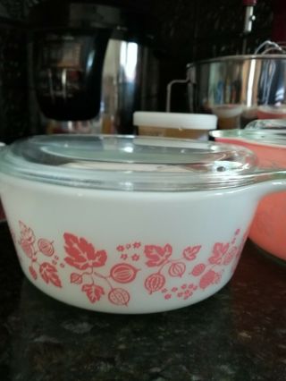 Vintage Pyrex Pink Gooseberry Casserole Dish Bowls 471 472 473 Set with Lids 6pc 3