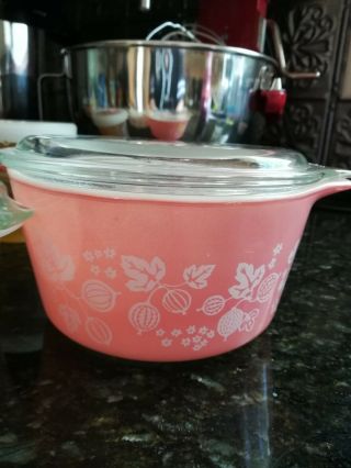 Vintage Pyrex Pink Gooseberry Casserole Dish Bowls 471 472 473 Set with Lids 6pc 4