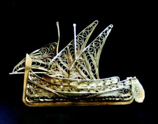 vintage 22 carat 917 gold brooch ship boat dow galley 4.  9 g 4