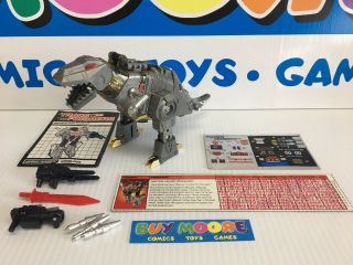 Vintage 1984 Takara Transformers G1 Grimlock Dinobot Dinosaur With Sticker Sheet