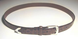 Vintage Sterling 925 Ralph Lauren Dark Brown Alligator 1 " Belt 32 Italy