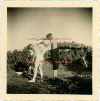 Vintage Photo German Youth Soldiers Bathing Young Man Men Male Nude Physique Gay
