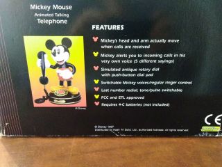 Vintage Disney Mickey Mouse 1997 Telemania Telephone Rotary Phone. 2