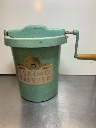 Vintage Eskimo Freezer Hand Crank 2qt Ice Cream Maker