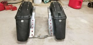 Harley Davidson Vintage Saddlebags And Chrome Bracket Set (2) Shovelhead Panhead
