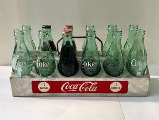 Vintage Coca Cola Soda 12 Bottle Aluminum Carrier Display Coke