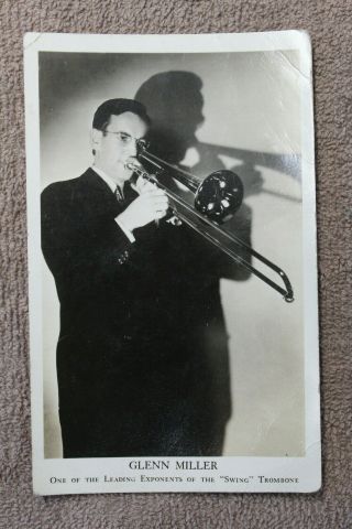 Pre To Early Ww2 Era Photograph Card Of Glenn Miller W/his Trombone
