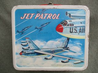 Vintage 1957 Jet Patrol Metal Lunch Box W Us Air Force B - 52 Stratofortress
