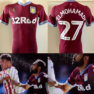 Ahmed Elmohamady Match Worn Luke 2018/19 Aston Villa Home Shirt Rare Play Off