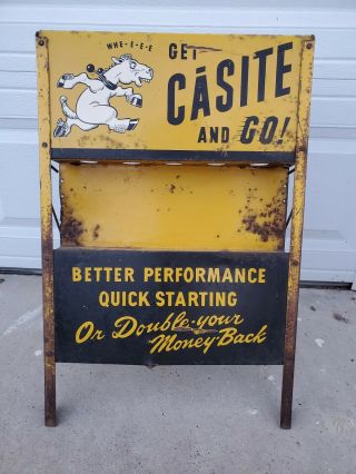 Vintage Casite Can Display Rack Donkey Gas Station Oil