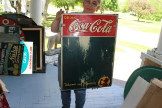 Vintage 1942 Coca Cola Soda Pop Restaurant Menu Gas Oil 27 " Metal Sign