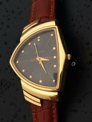 Vintage Hamilton Ventura Mens Watch 18k Gold Plated Bezel Registered Edition