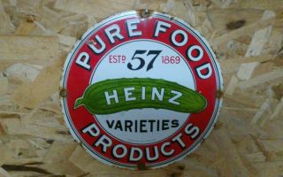 Vintage Heinz Pure Food Products Porcelain Metal Sign
