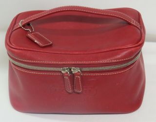 Vintage Coach Red Leather Travel Train Vanity Make Up Case 5067 9 " X 5 " X 6 "
