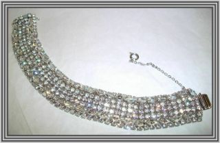 Sherman Clear Color - 1 " Wide Seven Row Marquise & Round Crystal Bracelet Nr