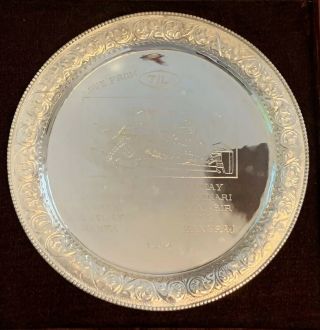 Vintage Silver Engraved Awards Dish/plate 218 Grams For Scrap.