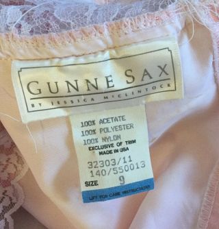 Vtg Gunne Sax Pink satin White Lace ruffle ribbon Victorian wedding dress gown M 3