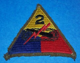 Cut - Edge Wool Ww2 2nd Armored Division Patch Of Uniform,  W/ Snaps