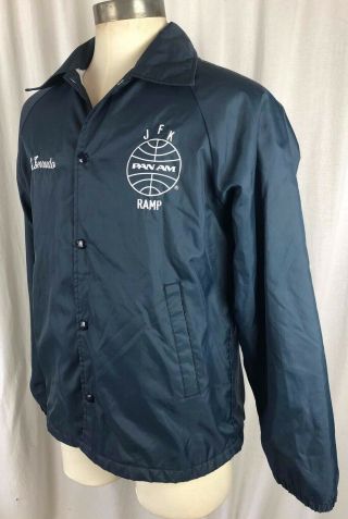 PAN AM AIRLINES Vintage JFK Ramp Crew Jacket Metal Snap Made in USA Sz Medium M 3