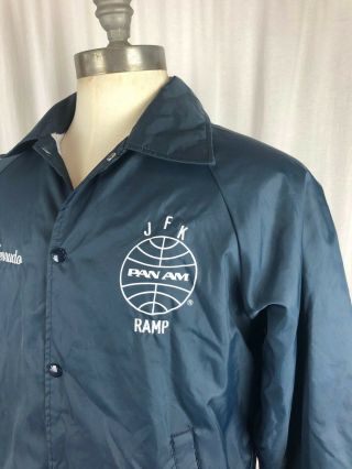 PAN AM AIRLINES Vintage JFK Ramp Crew Jacket Metal Snap Made in USA Sz Medium M 4