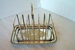Antique Silver Plate 6 Slice Toast Rack With Crumb Tray Epns English Hallmarks