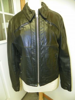 Men’s Black Size 42 “lesco Leathers” “l & J” Vintage Motorcycle Jacket
