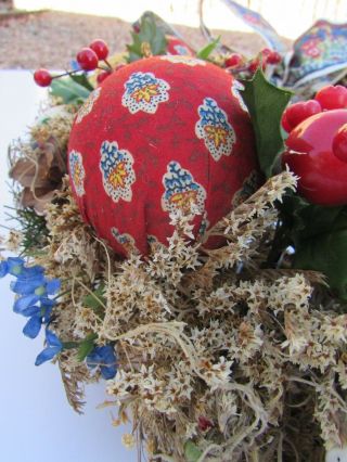 VTG PIERRE DEUX French Country Soleiado Fabric Bird Wreath 4