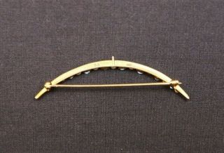 Vintage Antique 14k Yellow Gold Crescent Sapphire & Pearl Brooch Pin 4.  3 Grams 3