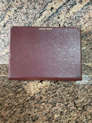 RARE VINTAGE 60s Audemars Piguet Vintage Burgundy Red Watch Box Case Leather Set 2
