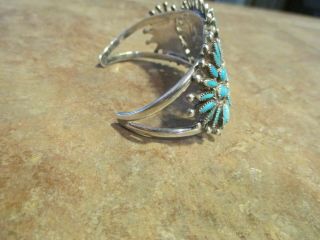 Exquisite Vintage Navajo Sterling Silver NEEDLE POINT Turquoise CLUSTER Bracelet 10
