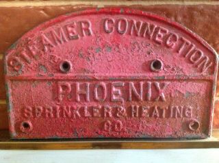 Lqqk Rare Brass Phoenix Steamer Fire Department Connection Plaque C.  1915 - 1920