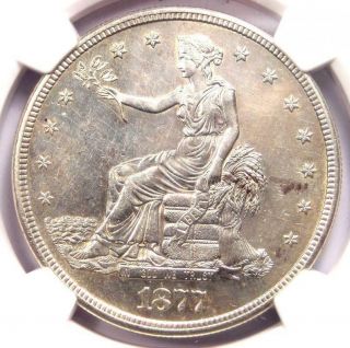 1877 - S Trade Silver Dollar T$1 - Ngc Uncirculated Details - Rare Unc Ms Coin