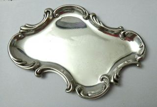 Antique Sterling Silver Tray 6 - 1/2 " Nouveau Style,  Small Pin Card Misc 84grams