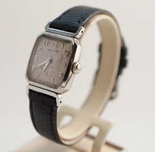 Vintage 1949 Hamilton 747 Men ' s Wristwatch Stainless Steel Square Octagon Case 3