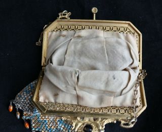 ANTIQUE MANDALIAN MFG CO ENAMELED,  FLAPPER,  1920 ' S ART DECO MESH PURSE 6