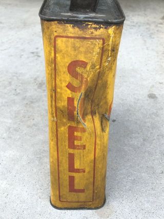 Early RARE Yellow Vintage One Gallon SHELL Motor Oil Tin Can - BIG SHELL Model A 6