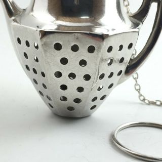 Antique Tea Strainer 925 Sterling Silver Pot Kettle Shaped Infuser Ball 3