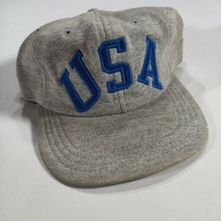 Vintage 90s Polo Sport Ralph Lauren Usa Cap Hat Strapback Sweatshirt Jersey Gray