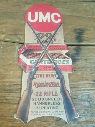 1930s Remington Umc 22 Rifle Cartridges Dealer Window Display Gun Sign Ammo