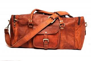 31 " Leather Handmade Travel Luggage Vintage Overnight Weekend Duffel Gym Bag